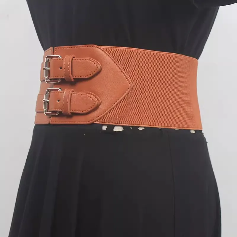 المرأة المدرج موضة بولي Leather الجلود مطاطا فستان Cummerbunds الكورسيهات حزام أحزمة الديكور حزام عريض R474