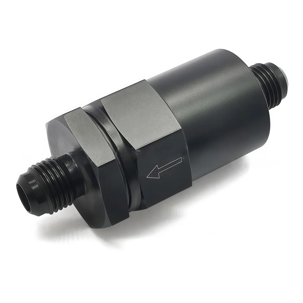 Black 6AN Inline Filter Anodized Finish Sintered Bronze Filter Element Removable Filter Element For Tight Spaces