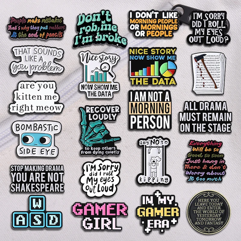 Funny Drama Quote Series Enamel Pins Custom All Drama Must Remain On The Stage Humor Proverb Brooch Lapel Badge Gift Friends