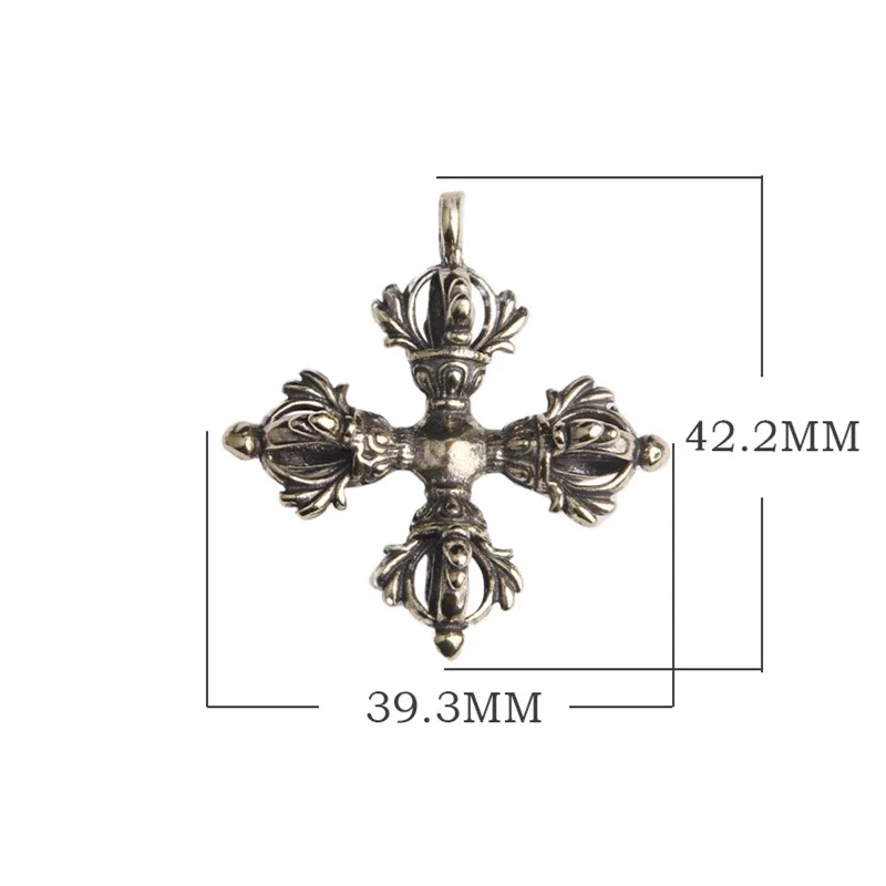 Vintage Brass Vajra Pestle Figurines Home Decoration Crafts Dorje Amulet Tibetan Buddhist Pestle Decor Keychain Pendant Gifts