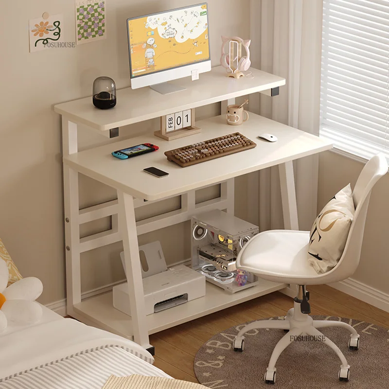 مكاتب الكمبيوتر الاسكندنافية المنزلية واحدة طبقة مزدوجة مكتب كمبيوتر صغير بسيط شقة صغيرة غرفة نوم طالب مكتب قراءة صغير #1