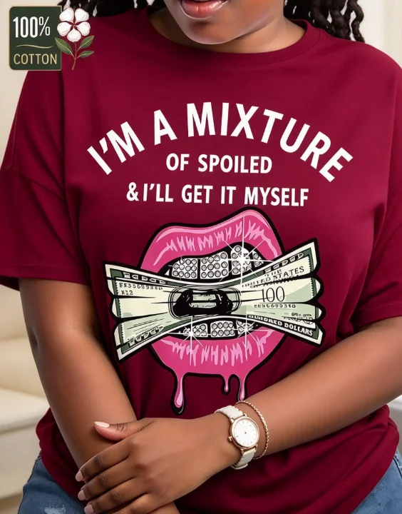 2026 Fashion New Women Round Neck T Shirt 100% Cotton Money & Lips Pattern Print Spring Summer Casual Outfit Ladies Daily Street Basic Top Tee