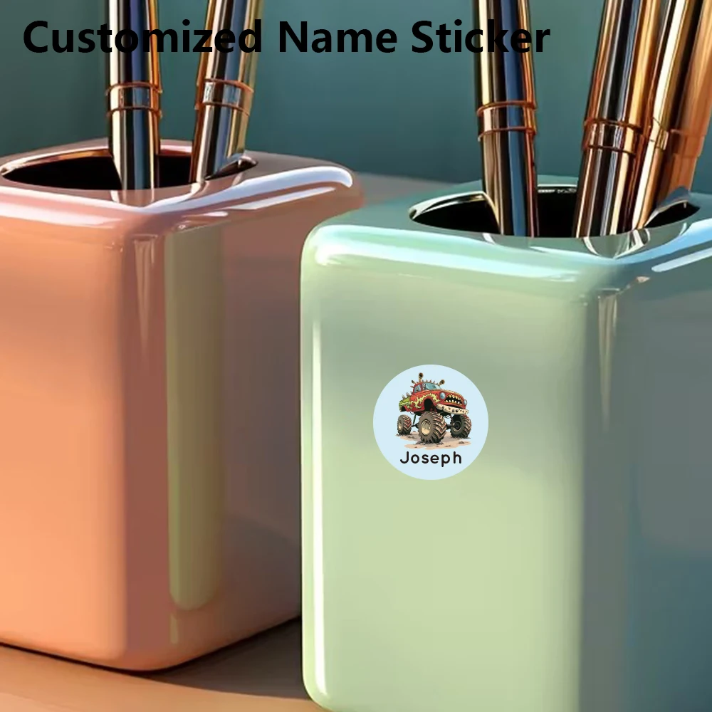 48/96 pcs CAR Colored Personalized Bottom Stickers Textbook Stickers Customized Tag Water Cup Tag Customizable Label