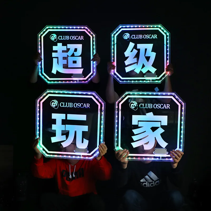 

LED luminous acrylic hand placard bar nightclub KTV wine props night transparent theme colorful light sign