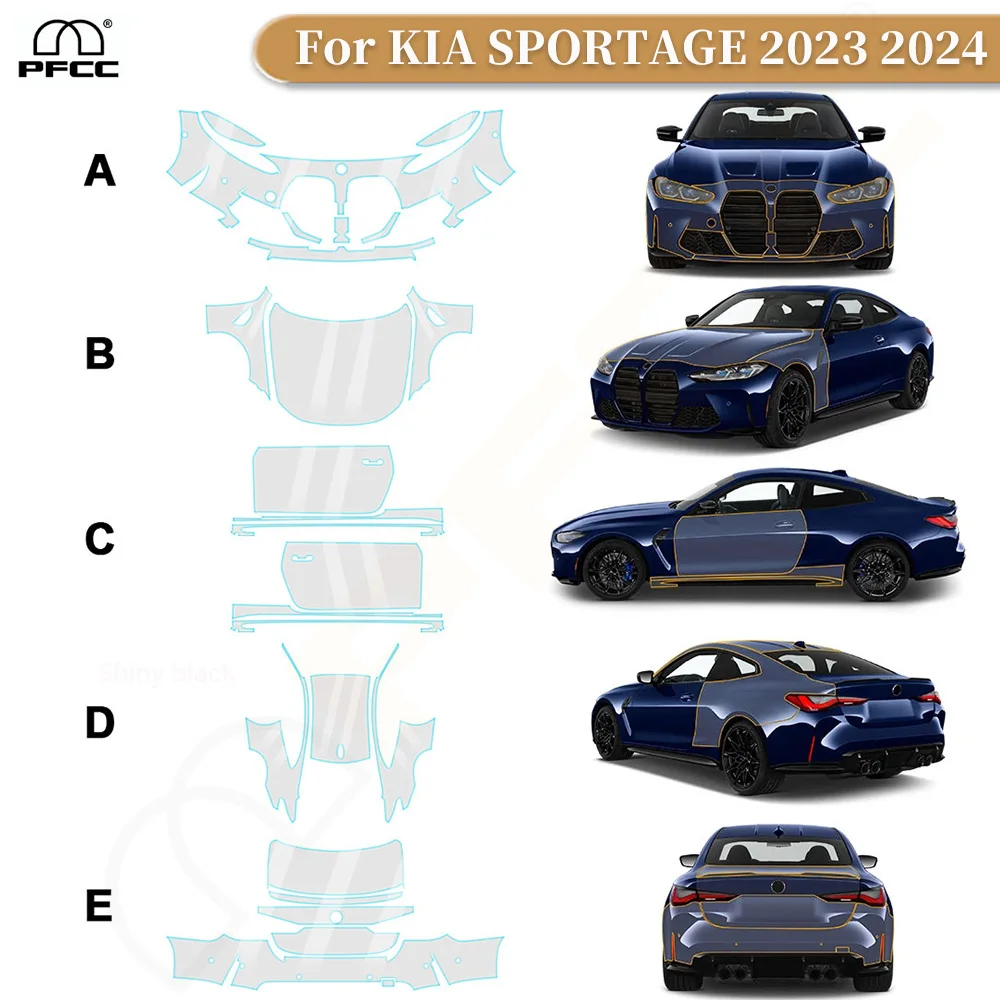 

For KIA SPORTAGE 2023 2024 TPU Paint Protection Transparent Film PPF Car Body Bumper Rear Trunk Doors Anti-Scratch Sticker Kit