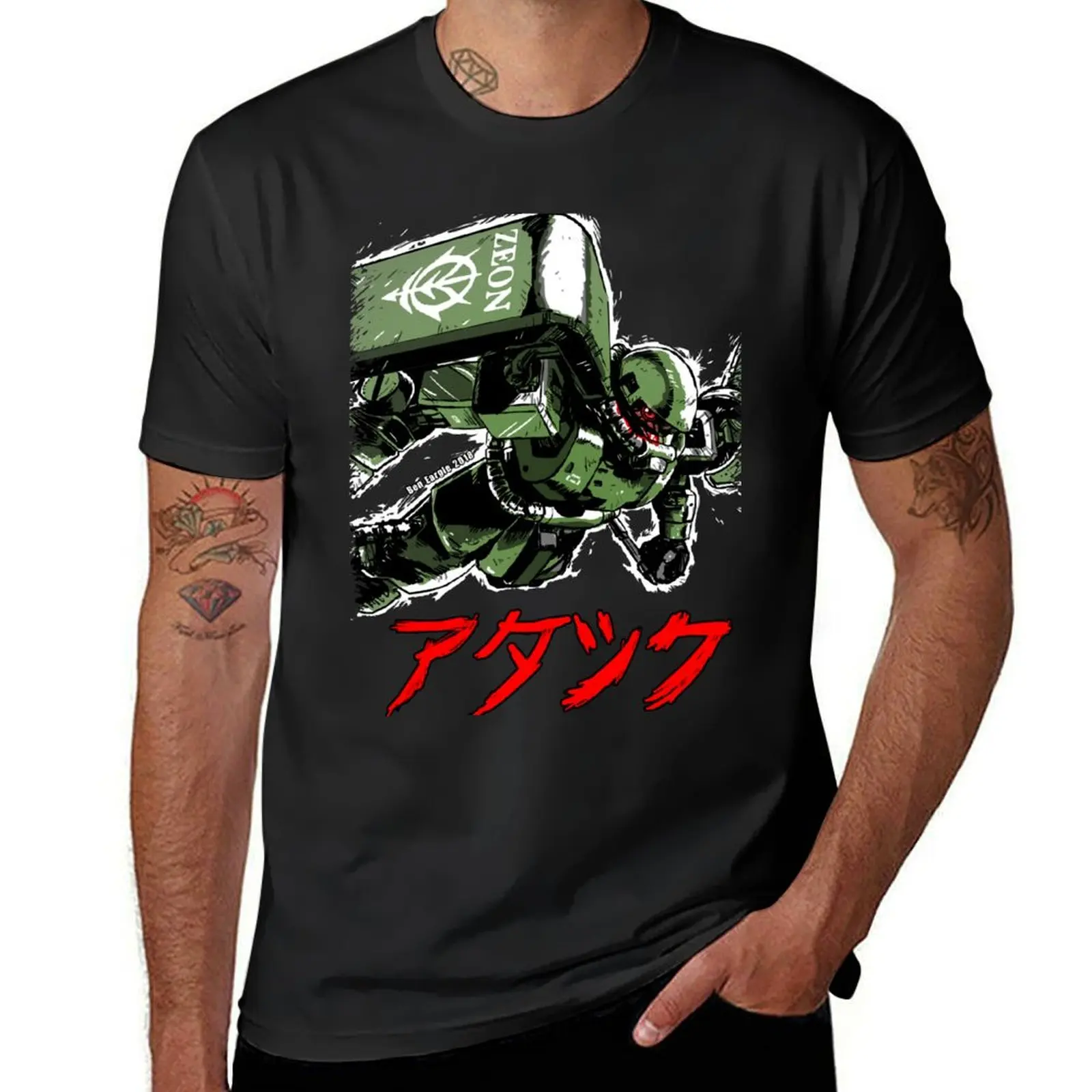 Zaku Attack T-Shirt oversizeds vintage men graphic t shirts