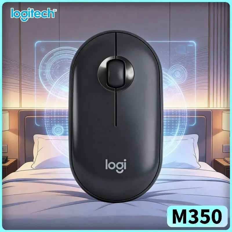 

Logitech M350 Pebble Office Mouse - Minimalist Shape, Silent Clicks, 18-Month Battery, USB Receiver, Multi-Device Compatibility