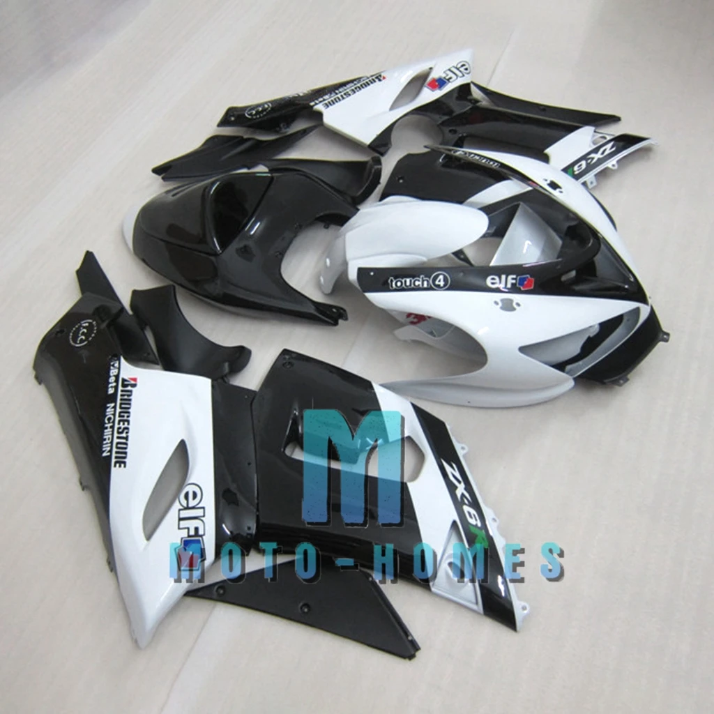 Injeção Carenagem para Kawasaki Ninja ZX6R 05 06 ZX-6R 2005 2006, Reparo Do Corpo De Reposição, Rebuilding Bike, Branco Preto, Alta Qualidade