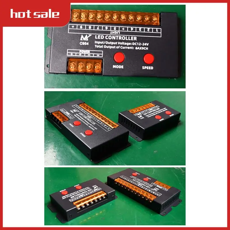 12 V 24 V DC 9 Kanalen Aparte Led Strip Tape Controller Sprong Water Burst Flash Paard Teken Lichtgevende woord Schakelaar