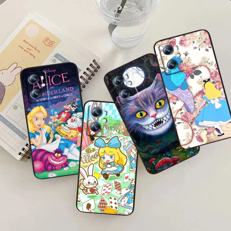 Alice In Wonderland Disney For OPPO Find X6 X5 X3 A54S A5 A94 A16 A53S A57 A74 A72 A98 A78 A96 A9 5G Black Soft Phone Case