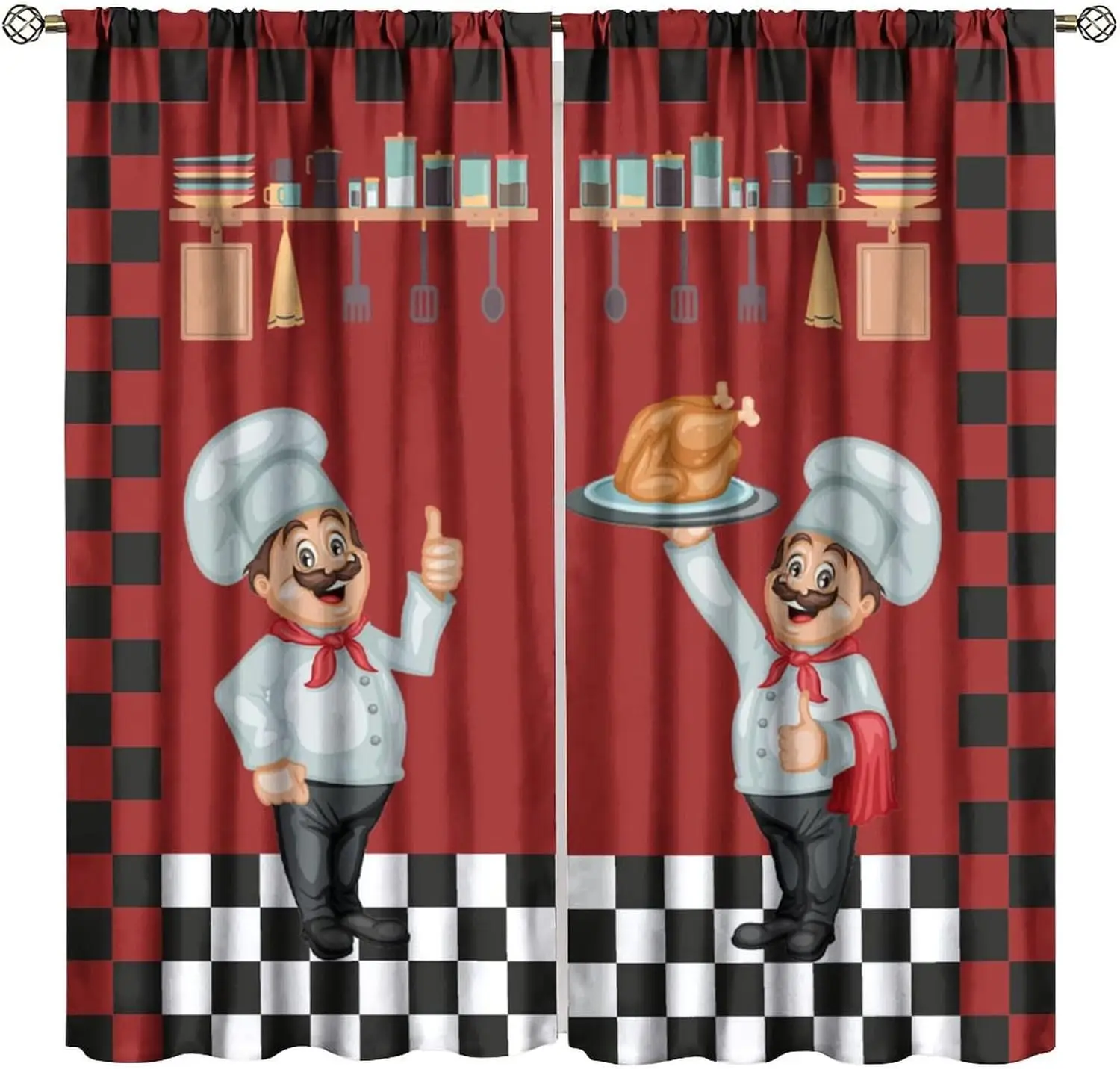 

Кухонные шторы шеф-повара, современная вкусная еда для гурманов, тема повара, оконные шторы с художественным принтом для спальни и гостиной