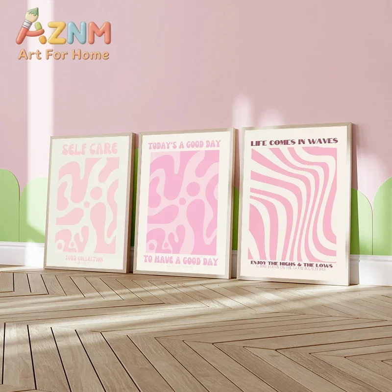 Abstract Pink Cute Flower Distort Lattice Posters and Prints Canvas Printing Wall Art HD Picture for Living Room Home Decoration