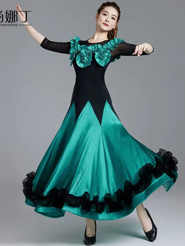 Modern Dance Skirt New Waltz National Standard Friendship Dance Costume Large Swing Performance Practice Dress