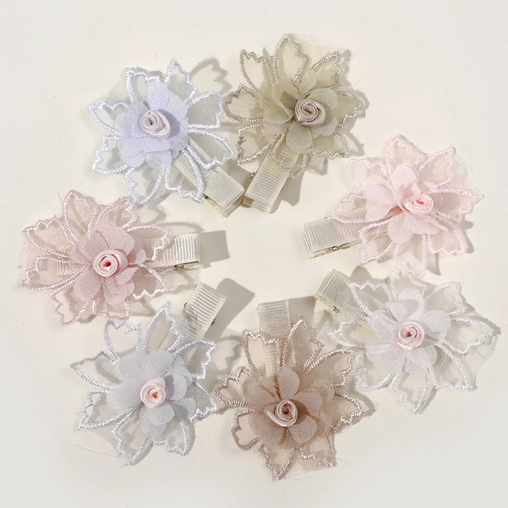 

Набор из 8 заколок для волос для девочек: цветочные, кружевные, ручной работы, для детей