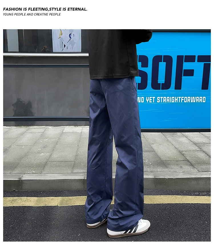 Bunte Herrenhose mit Ziernähten, weitem Bein, elastischem Bund, Kordelzug, lockerer, gerader Schnitt, lässige Streetwear-Sport-Hose – Detail 26