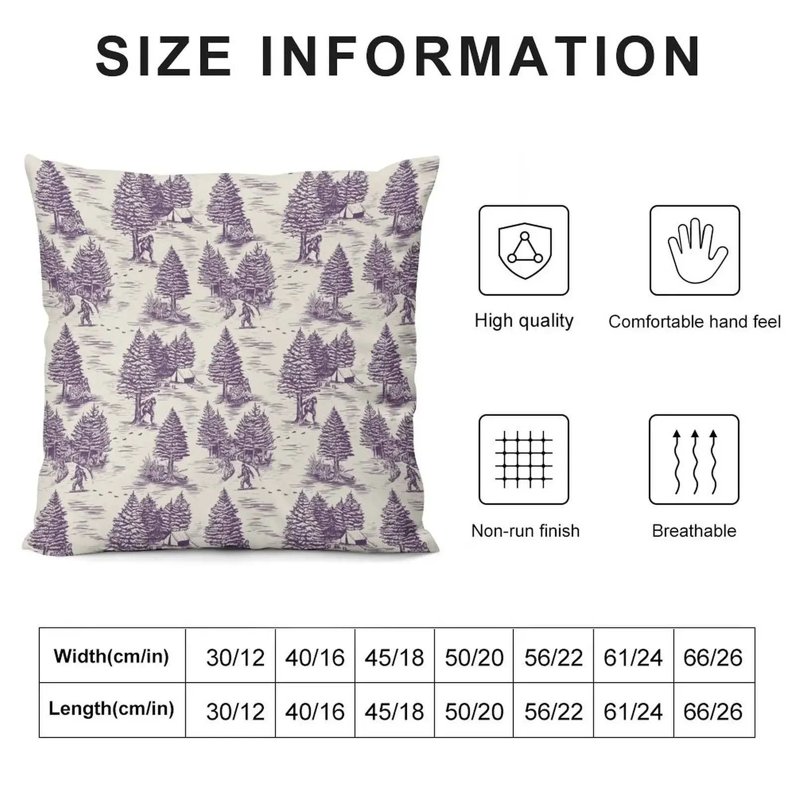 Bigfoot / Sasquatch Toile de Jouy in Purple Throw Pillow Elastic Cover For Sofa Throw Pillow Covers pillow