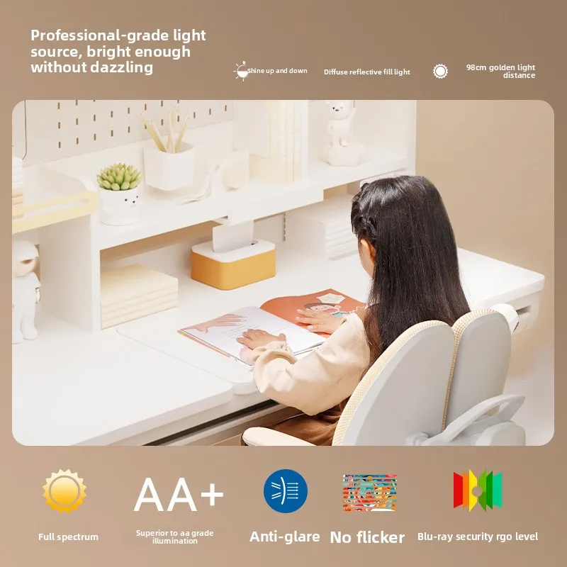 طاولة دراسة للأطفال، مكتب كتابة من الخشب الصلب لطلاب المدارس الابتدائية والثانوية، قابل للرفع ومجموعة كراسي #3