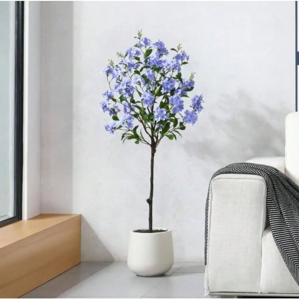 

Artificial Tree, Artificial Disassembled Blue Snowflake Tree with Oval White Pot - Artificial Tree for a Festive Atmosphere