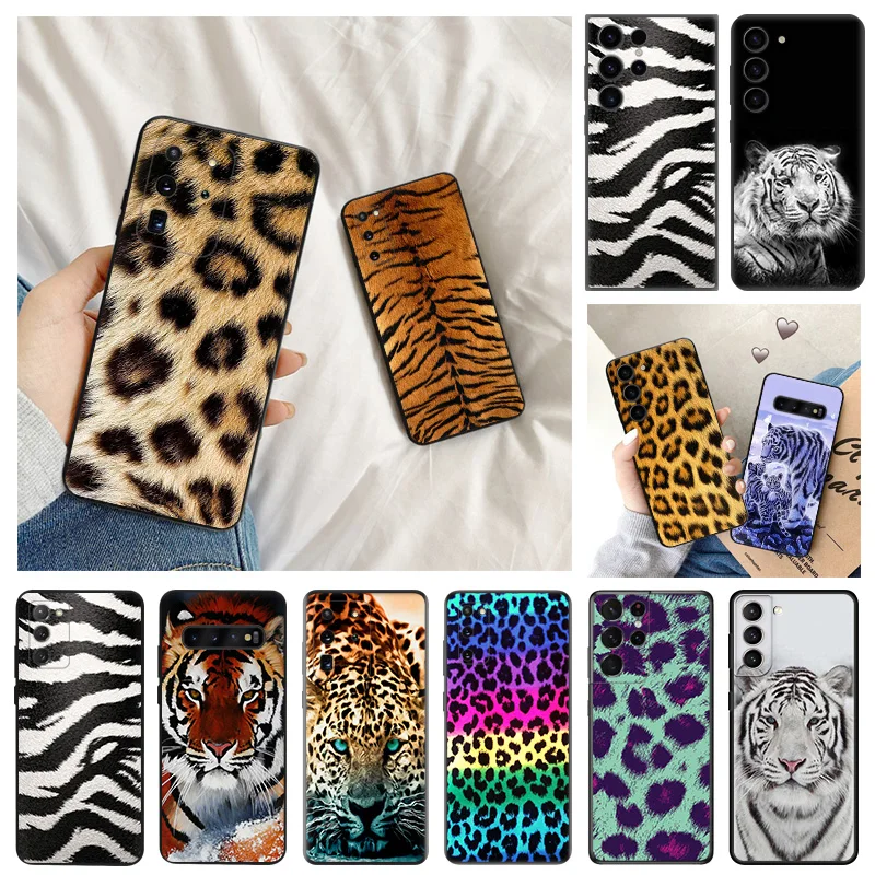 Phone Cases For Samsung S24 Plus Note20 Ultra S23 FE S22 S21 S20 Tiger Leopard Print Galaxy S10 Lite Soft Shell Case Cover