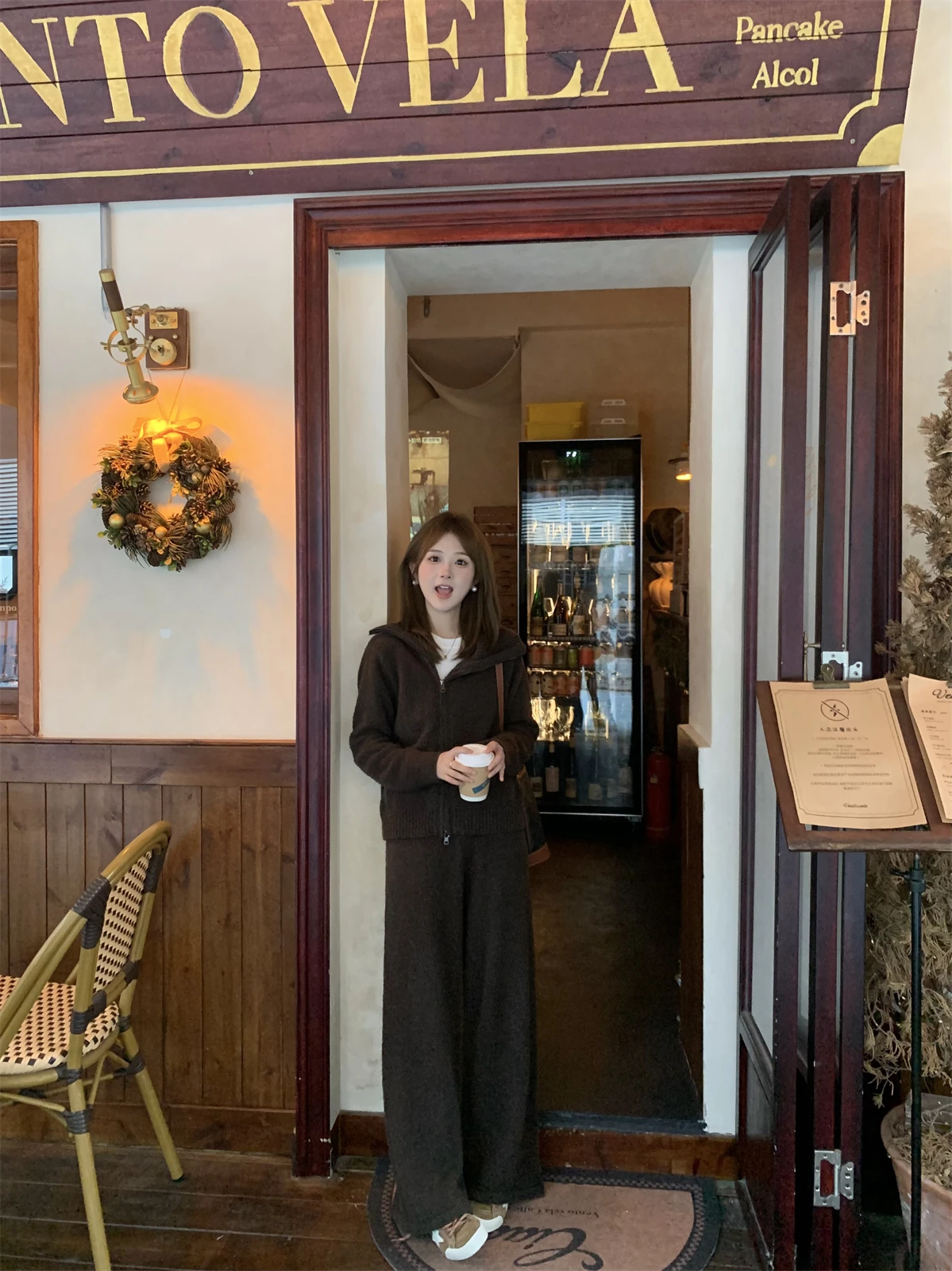 

Костюм Fugui Rich Moka: осенний новый дизайн, модный женский комплект из двух предметов, брюки и верх с длинным рукавом, стандартная длина, французский стиль