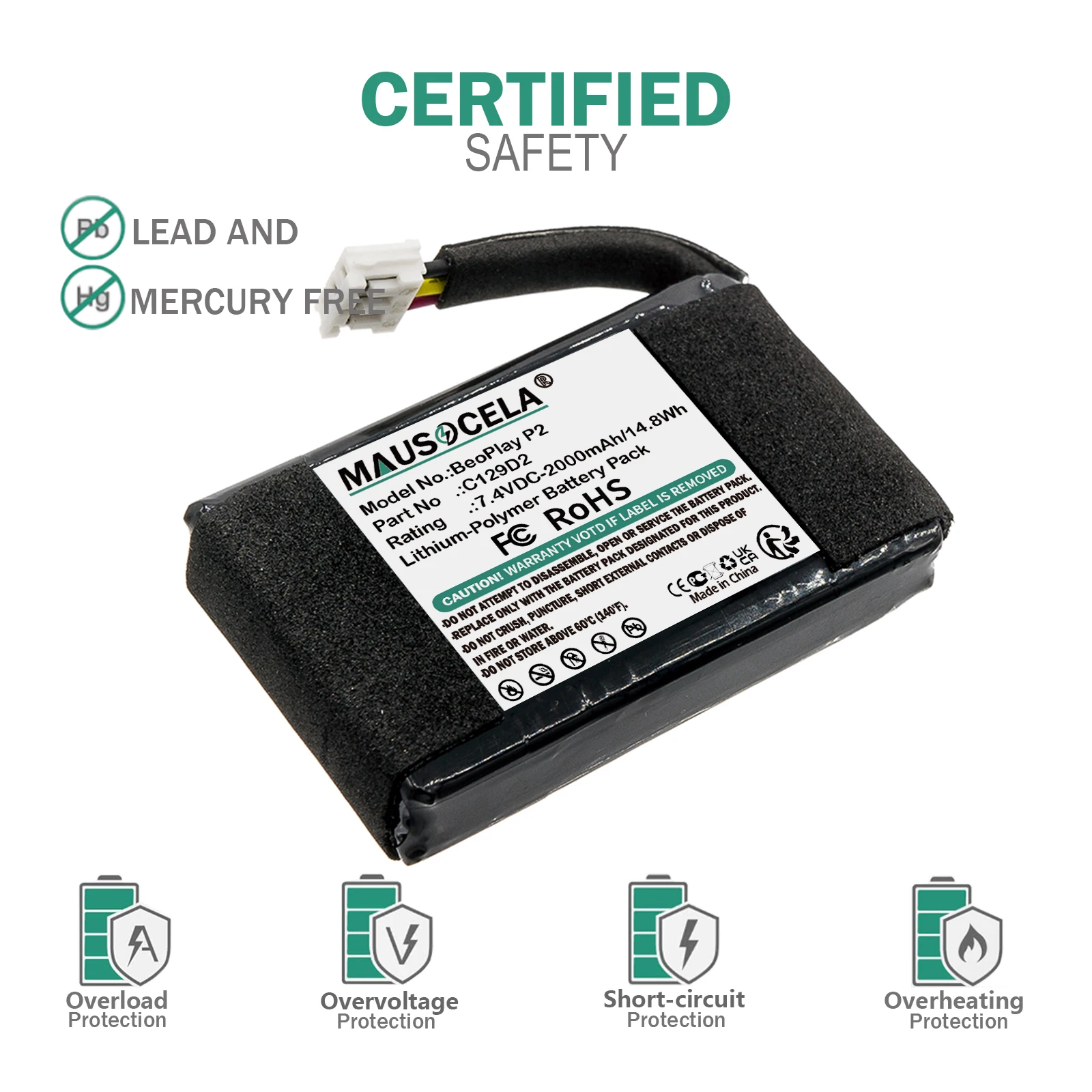 2000mAh Speaker Battery For Bang & Olufs:C129D2,BeoPlay P2,+Toolkit,--Li-Polymer--7.40V--2000mAh/14.8Wh