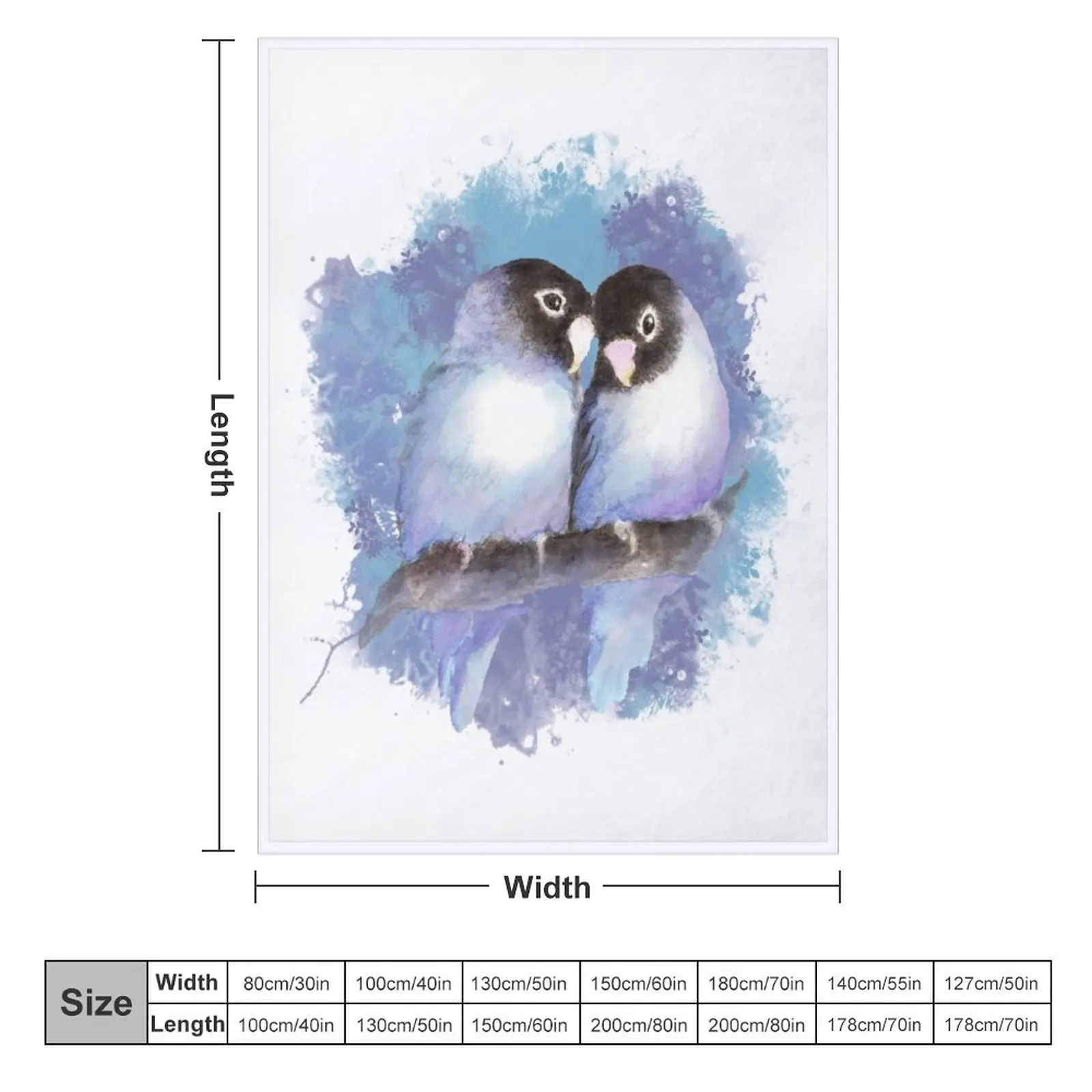 Watercolor Blue Lovebird art Throw Blanket Flannel christmas decoration Decorative Sofa Thin Blankets