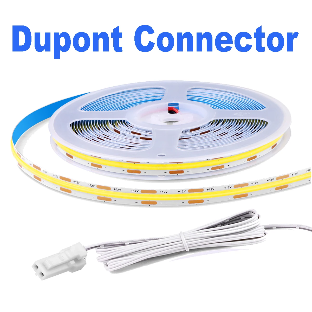 DC12V Dupont Interface COB Strip Light 320LEDs/M Soft Cuttable For Cabinet Closet Kitchen Bathroom Lighting