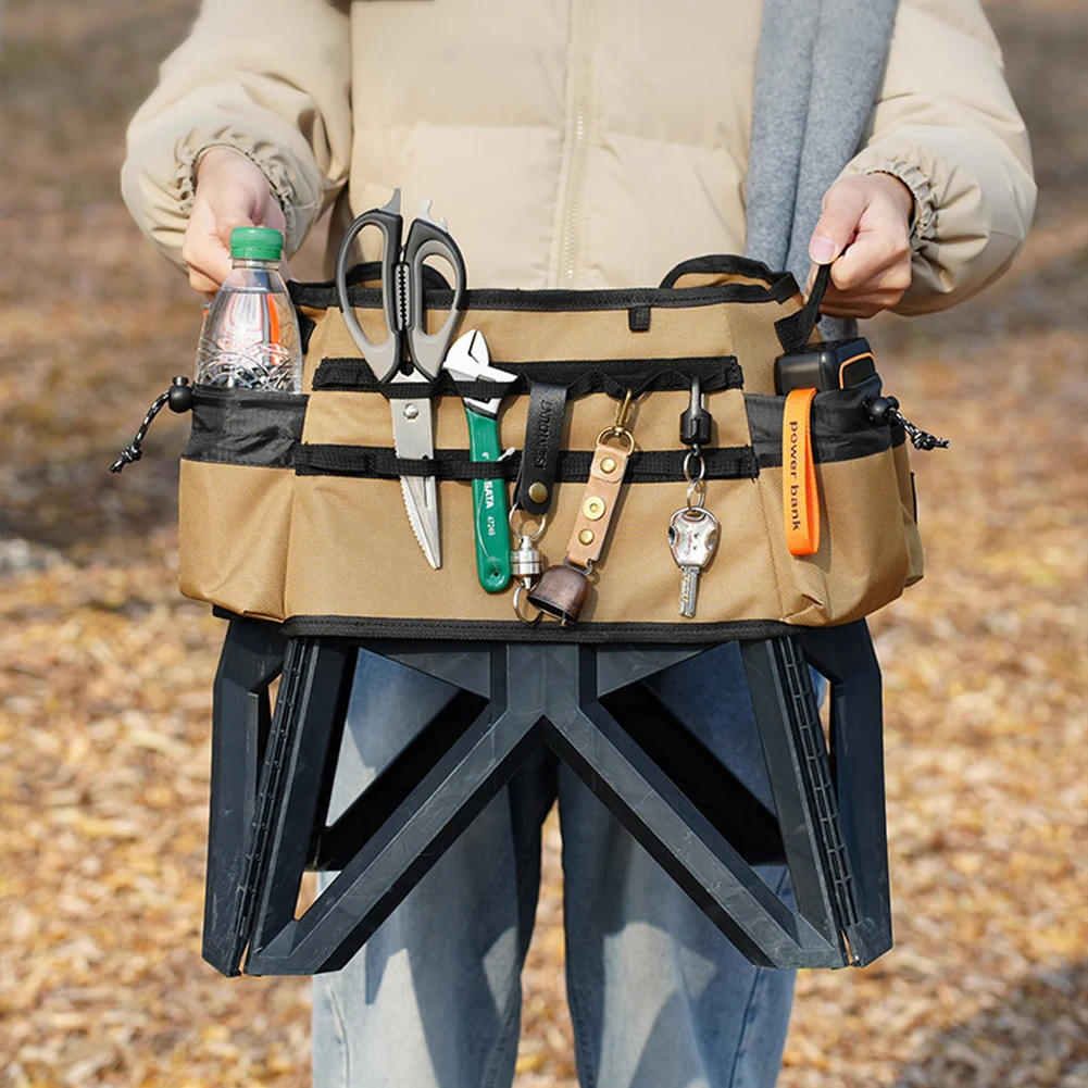 في الهواء الطلق كرسي بلا ظهر قابل للطي غطاء مقعد أكسفورد القماش البراز باليد تمديد غطاء صغير البراز غطاء مقعد أداة محمولة حقيبة التخزين #3