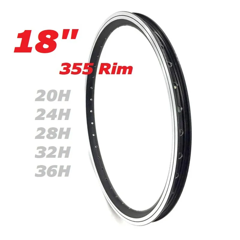 Folding Bike Rims 18 Inch 355 Aluminum Alloy Double Wall Rim 20-24-28-32-36 Hole Schrader Valve