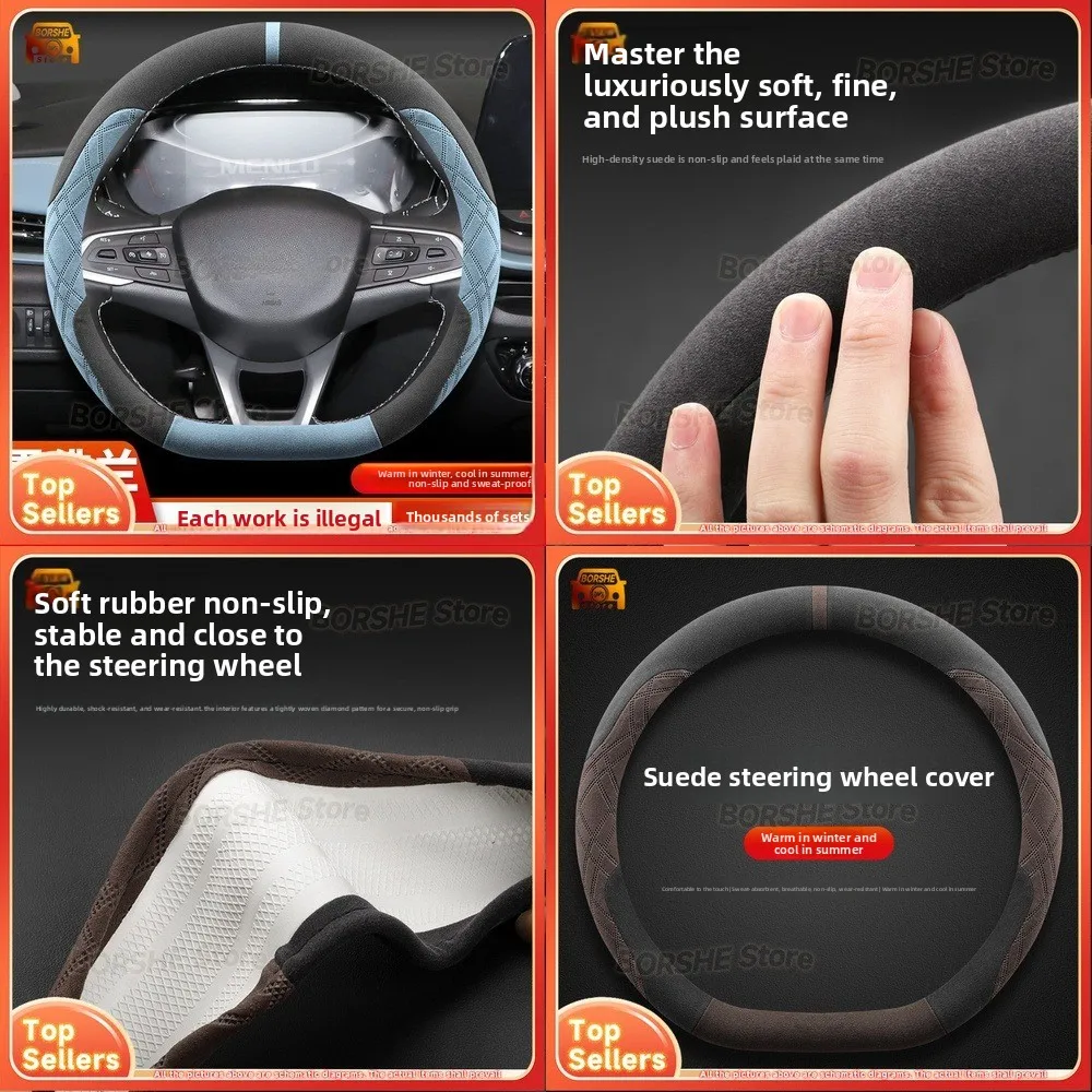 

2026 Universal Soft Plush Steering Wheel Cover for Chevrolet Menlo Plus 23 22 21 20 Suitable for Car Interior Accessories Winter