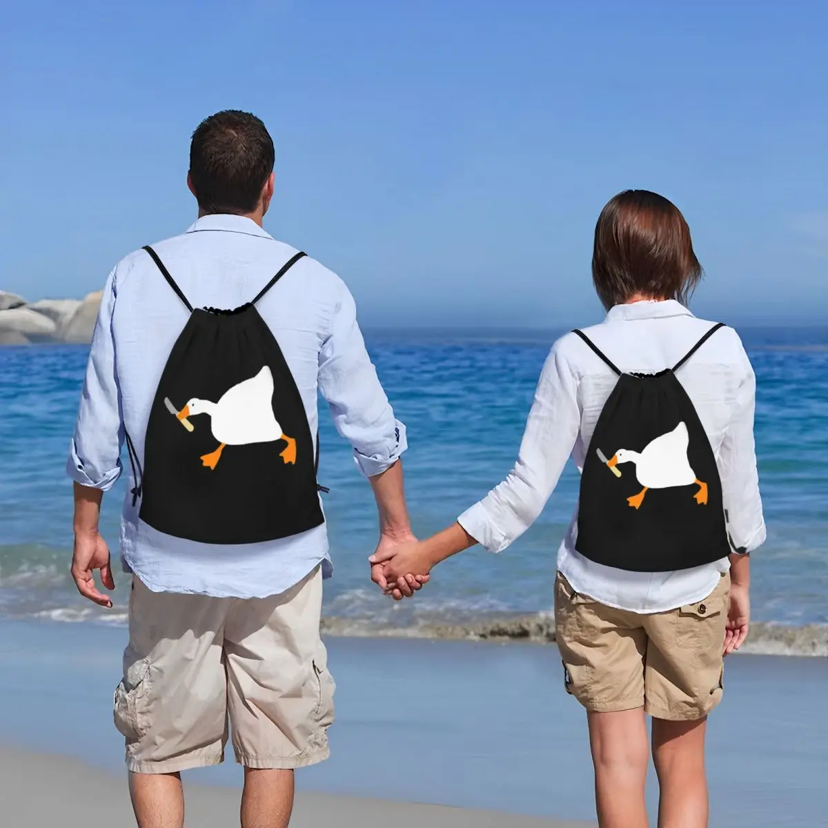 Goose With Knife - Peace Was Never An Option Backpacks Casual Drawstring Bundle Pocket Sports Bag Book Bags Man Woman Students