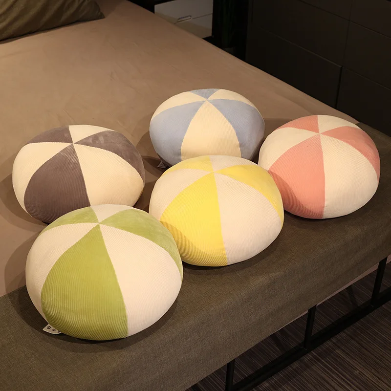 

Bubble Kiss Nordic Ball Shaped Stuffed Plush Pillow for Sofa Home Decor Stitching Stripes Fluffy Seat Cushion Office Cushions