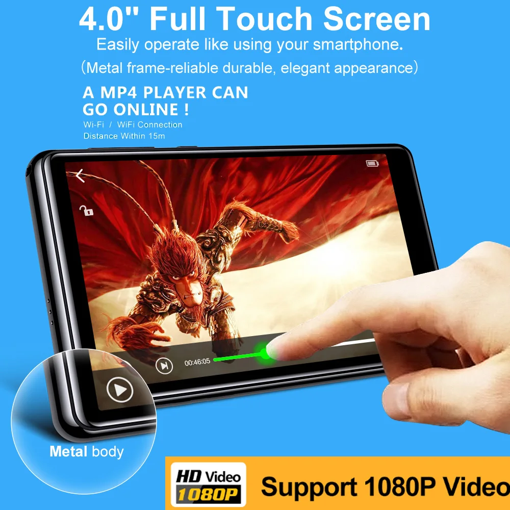 64GB 4\'\' X20-New UI 1080P Video MP3 Player Bluetooth5.2 MP4 Player Music Player HiFi Sound Full Touch Screen MP3 with Speaker