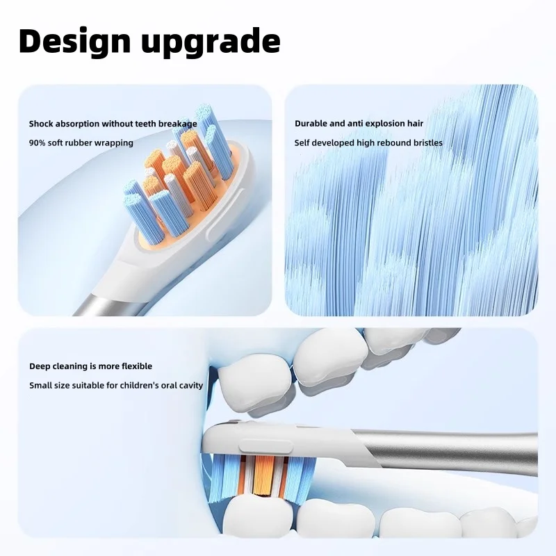 رأس فرشاة الأسنان الكهربائية للأطفال من أوكلين، شعيرات ناعمة، تصميم تفاعلي لحماية اللثة، ملحقات تنظيف كاملة التأثير للأطفال