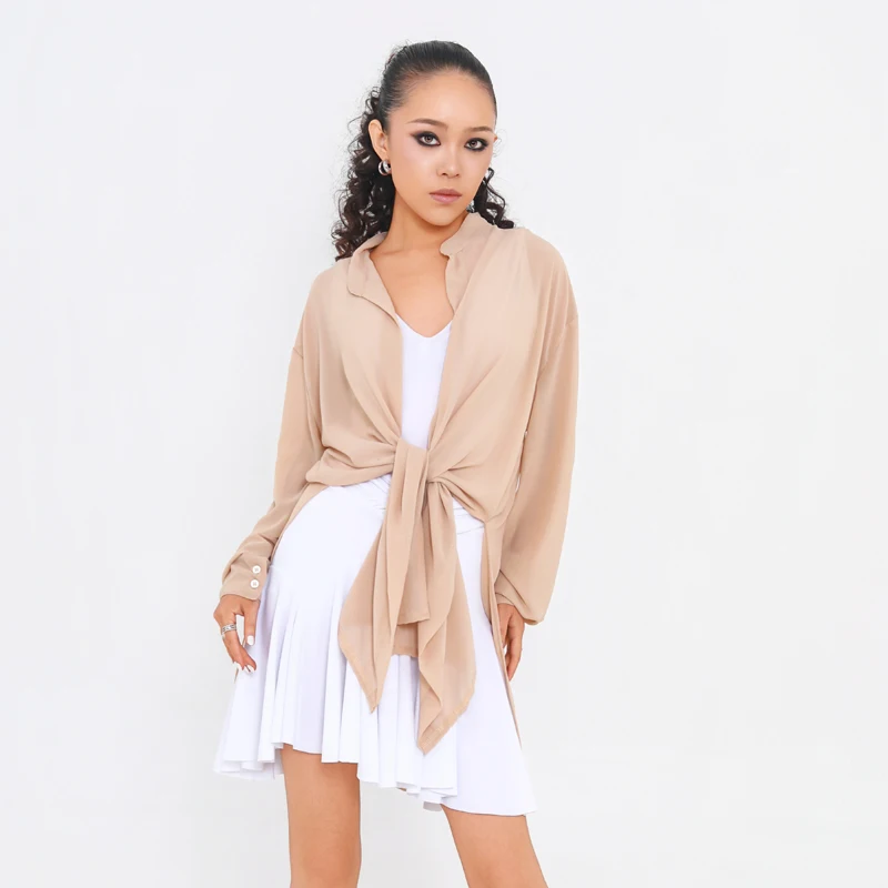 

Рубашка для бальных танцев для взрослых, топ с длинными рукавами для латиноамериканских танцев, женские рубашки для современных танцев, женская одежда для занятий латиноамериканскими танцами SL15408