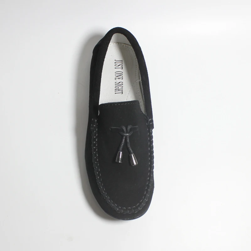 Fashion Flats For Children Casual Comfortable Suede Leather Slip On Tassel Shoes Boys Kids Moccasin Black Loafers Size 25-37