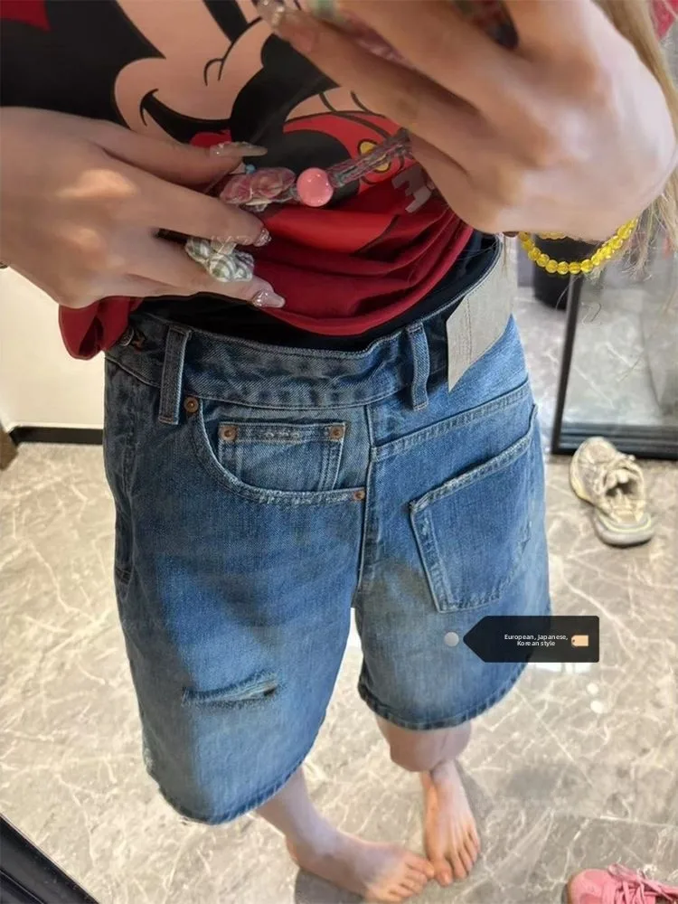 

Джинсы больших размеров, женские прямые джинсы с высокой талией, пять дюймов, длинный дизайн, Sensation, простой Sle, осень-зима, новинка...