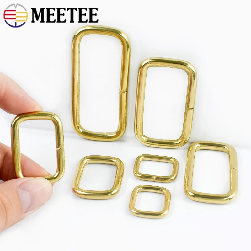 

10Pcs 14-50mm Solid Brass Square Ring Buckle Bag Strap Connector Belt Dog Collar Adjuster Loop Hardware Accessories for Handbags