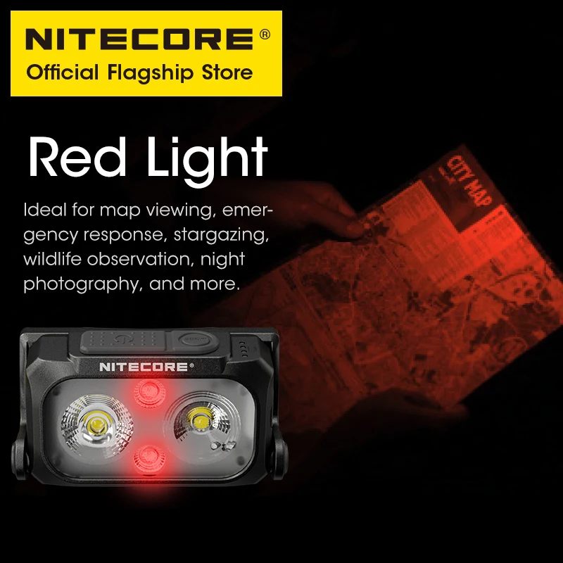 NITECORE-linterna frontal recargable NU25 UL USB-C, foco reflector de 400 lúmenes, 3 fuentes de luz para Trail Running Trekking mochilero