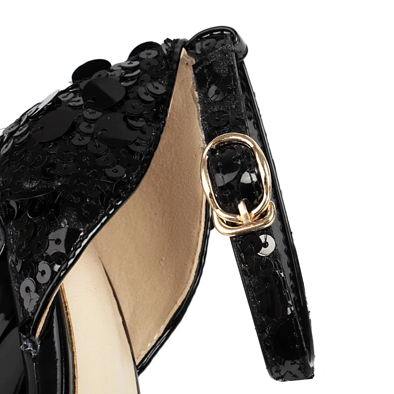 Women\'s New Spring/Summer Nightclub Genuine Leather Sequin Elastic Waterproof Platform Bag Heel Large High Heel Baotou Sandals