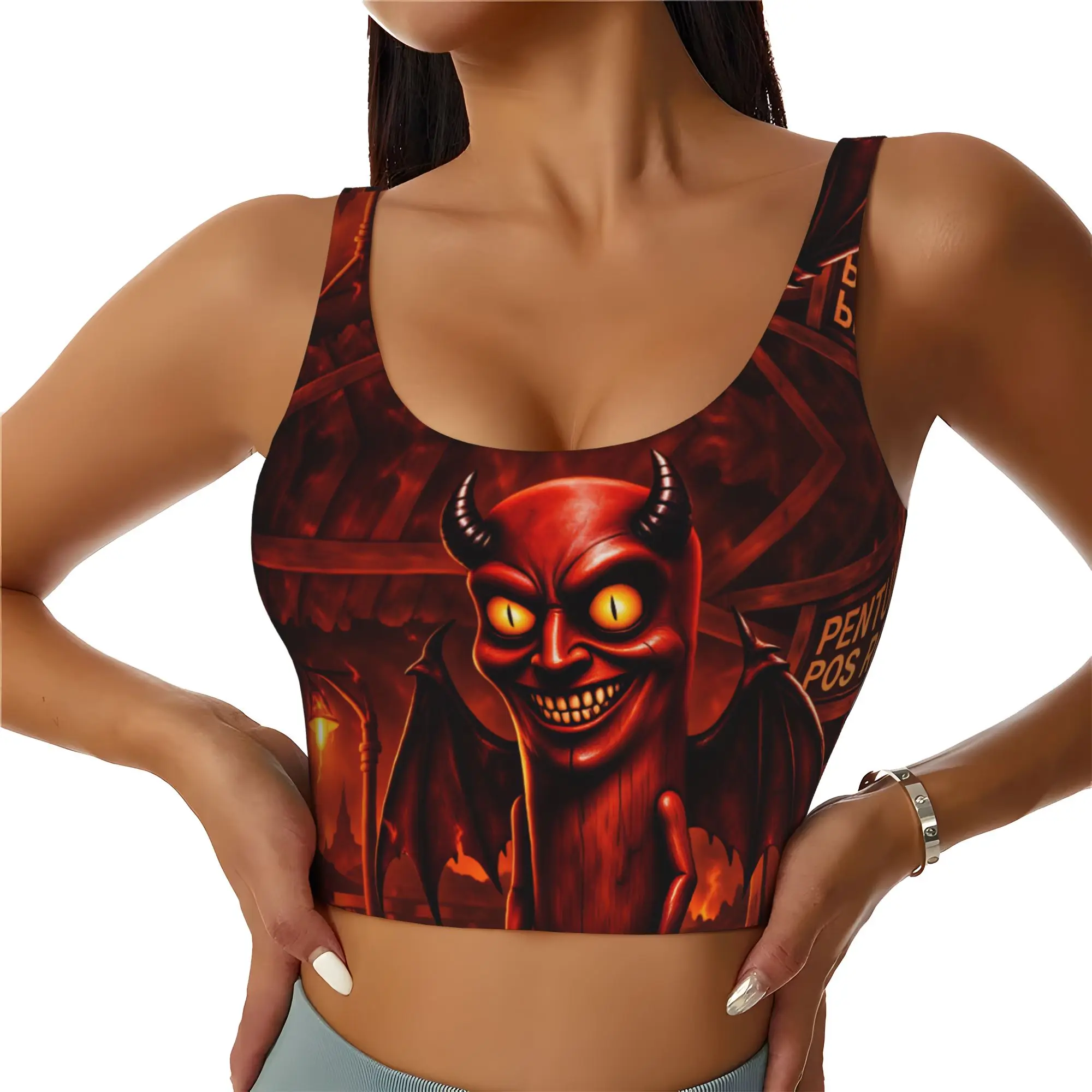 Custom Italian Brainrot 67 Tung Sahur Sports Bra Women's  High Impact Workout Yoga Crop Top