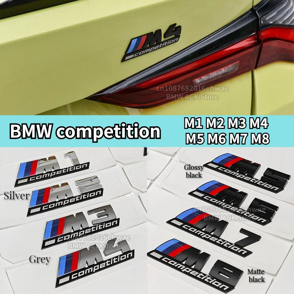 Silver Grey Black M1 M2 M3 M4 M5 M6 M7 M8 COMPETITION Emblem for BMW Thunder Edition Car Trunk badge logo Sticker