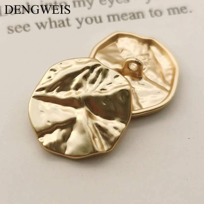 Botões de metal irregulares vintage para mulheres, camisa, terno, sobretudo, acessório de costura, DIY, casaco de moda artesanal, 6 peças por lote