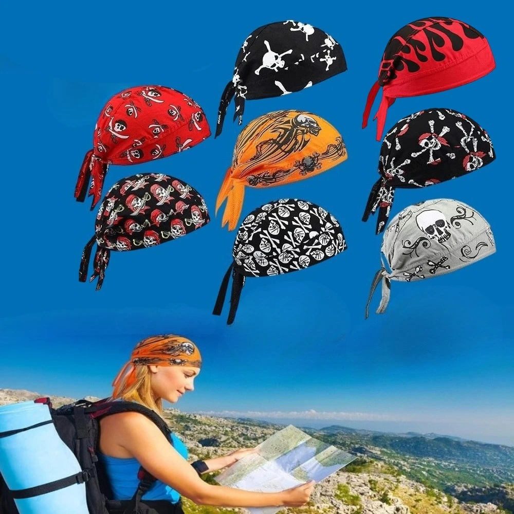 

8 PCS Cycling Headscarf, Do Rag Skull Caps with Adjustable Ties, Cooling Helmet Liner Cycling Motorcycle Bandana