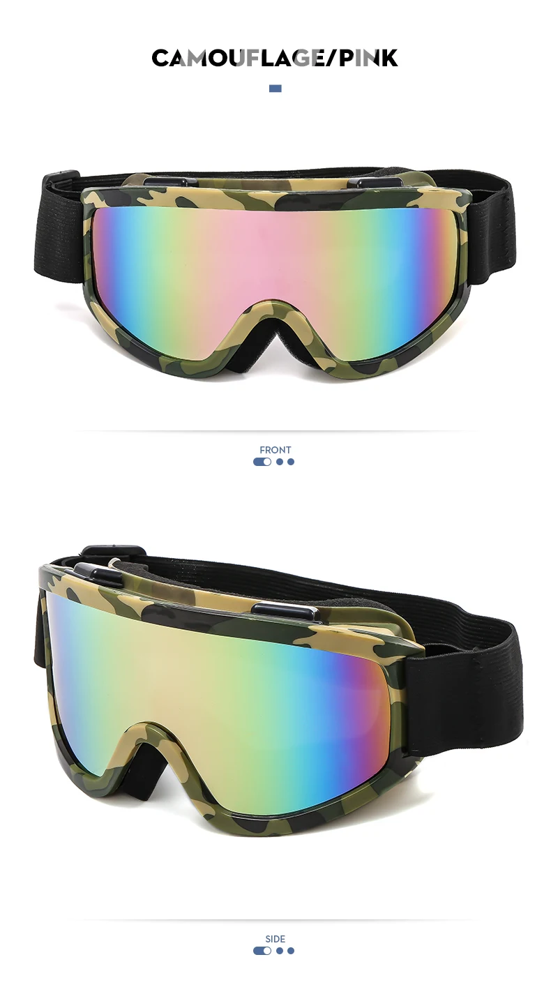 Große Skibrille mit farbigen Gläsern und stoßfesten, blendfreien Gläsern aus Schaumstoff für Outdoor-Sportarten, Snowboarden und Skifahren. – Detail 28