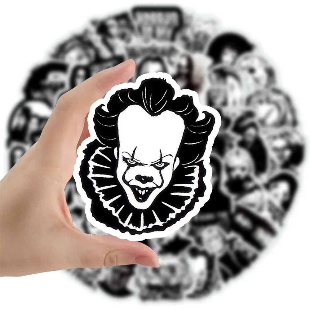 10/25/50pcs Black White Horror Movie Stickers Film Graffiti for DIY Scrapbook Stationery Suitcase Bottle Phone Laptop Guitar