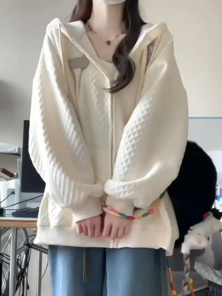 New Korean Style Hooded Cardigan Sweatshirt with a Stylish Jacket Design Super Popular Loose and Niche Top