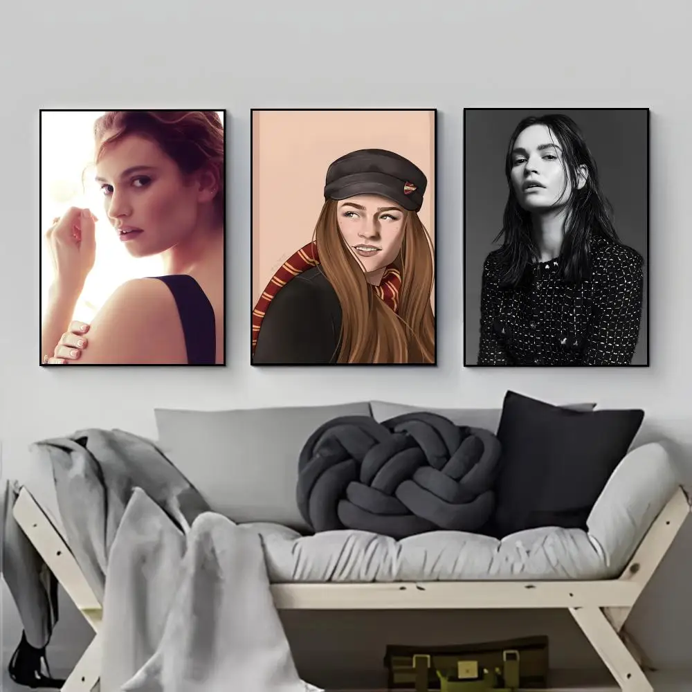 Radiant Classic L-Lily James British Period Drama Portrait Style Poster HD  Waterproof Wall Sticker Bar Living Room Decor Gift
