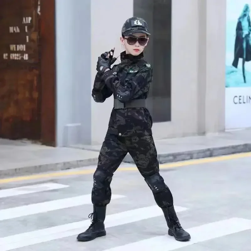 Tactical Military Uniform for Children's Day Camouflag Disguise Adult Halloween Costume for Kid Girl Scout Boy Soldier Army Suit view 5