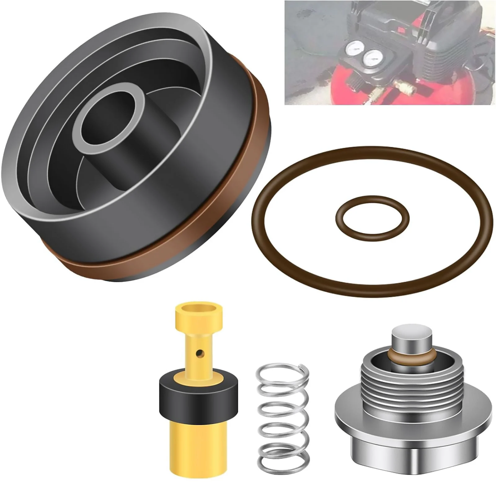 Air Compressor Regulator Repair Kit N008792 with Seals Springs Diaphragm, for Porter Cable Craftsman Dewalt Direct Fit